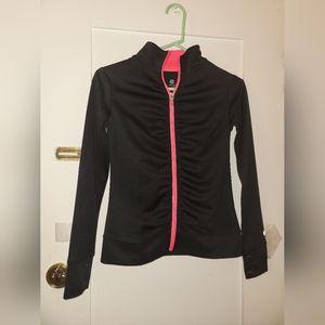 Champion Girls Duo Dry Full Zip Black/Pink Longsleeve  Sz L 10/12 Ruffled